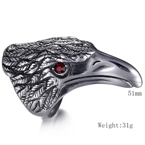 Anillo con Cabeza de Águila de Acero Inoxidable de 51 mm con Incrustaciones de Circonio Rojo, Joyería de Moda para Mujer, Regalo - Product Image 5