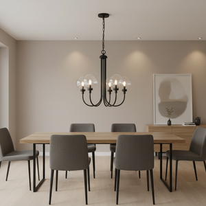 Lustre vintage noir, lampe à <span class=keywords><strong>boules</strong></span> de verre rétro industrielle, luminaire de plafond pour salle à manger, chambre à coucher - Product Image 1