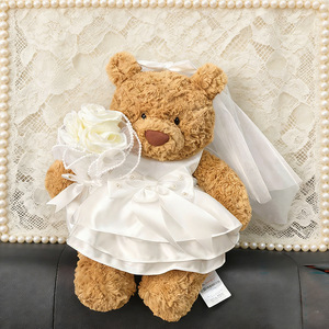 Ropa <span class=keywords><strong>para</strong></span> Muñeco de Peluche Oso de Barcelona de 28cm, 36cm, 47cm - Traje Azul Oscuro con Vestido de Novia de Satén <span class=keywords><strong>para</strong></span> JellyCatt - Product Image 6