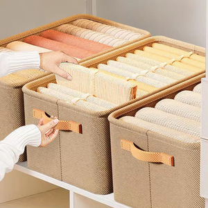 Clothing Organizer <b>Storage</b> <b>Box</b> Rectangle Solid Color With Handle For Wardrobe Closet Organization - Product Image 1