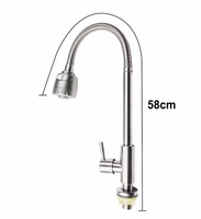 Keran Dapur Modern GLOYAR Grosir, Terpasang di Dek, Bahan Stainless Steel Berlapis Krom, Putar 360 Derajat, Tarik-Ngancung, 1 Tuas