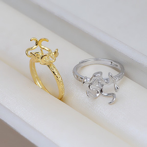 Handmade S925 <b>Silver</b> Open Flower Ring Baroque 9-11mm Pearl Tray DIY Accessories Gold Plated <b>Beads</b> 10mm Size Jewelry Plated - Product Image 2