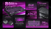 Clavier de jeu GravaStar Mercury V75Lite à effet Hall, clavier à interrupteurs magnétiques, déclenchement rapide, RGB, clavier filaire 75 %, échangeable à chaud