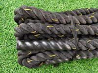 Corde de combat noire 15m pour système de poulie, accessoires de machine de musculation, fonction antidérapante, matériau polyester, portable et écologique