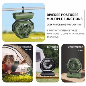 Nouveau ventilateur de camping 2024 de 6000 mAh, ventilateur d'extérieur rechargeable, ventilateur de plafond oscillant, climatiseur portable, refroidisseur d'air avec éclairage - Product Image 5
