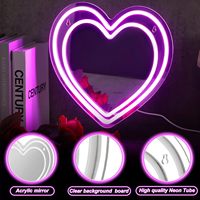 Enseigne lumineuse LED néon Cœur Rose IP65 en acrylique, décor mural, intensité réglable, tension universelle pour la maison, la chambre, les mariages, les anniversaires, Noël