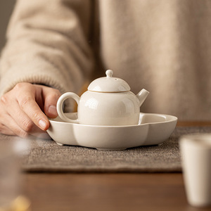 Guanlan Ceramic Dry Brewing Tray Irregular Shape Wood Ash Color Teapot Stand For Kung Fu <b>Tea</b> <b>Set</b> - Product Image 4
