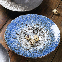 Assiette rétro en céramique de 10 pouces de style japonais Design japonais pour restaurant dîner soupe salade spaghetti dessert créatif fonctionnel