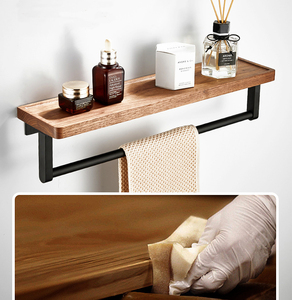 Étagère à shampoing pour salle de bain en noyer moderne-Support de <span class=keywords><strong>douche</strong></span> mural et <span class=keywords><strong>porte</strong></span>-serviettes - Product Image 4