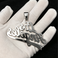 Pendentif Hip Hop Tendance en Argent Sterling 925 avec Moissanite VVS Entièrement Sertie, Style Cursif Los Angeles, Largeur 2,5 Pouces, Bijou de Rappeur