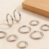 Boucles d'oreilles créoles Huggie étanches en acier inoxydable 316L plaqué or PVD 18 carats avec breloques DIY, thème Icônes du Voyage et du Style de Vie, pour femmes