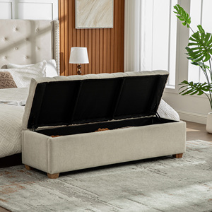 Chenille Upholstered Storage <b>Bench</b> 60.2'' Wide Tufted Flip Top <b>End</b> Of <b>Bed</b> Footrest Ottoman With Legs - Product Image 4