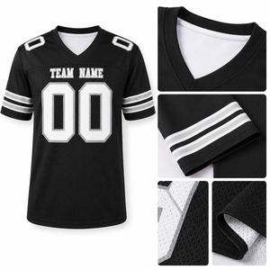 Camiseta de <span class=keywords><strong>Fútbol</strong></span> Americano Negra para Hombre, Personalizada, Informal, de Malla, Manga Corta, Cuello en V, para Fiestas y Uso Diario - Product Image 3