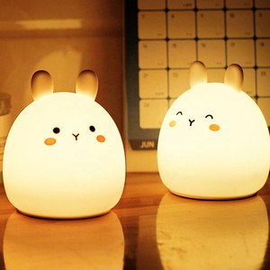 Colorful Rabbit Small <strong>Cat</strong> Soft Silicon LED <strong>Night</strong> <strong>Light</strong> for Kids Children Table Lamp Bedroom <strong>Light</strong> Changing Tap Control Remote - Product Image 1