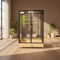 Cage à oiseaux en verre et bois de grande taille, directement de l'usine, volière pour perroquets, cage d'élevage, villa pour animalerie, hôtel pour animaux, maison d'intérieur pour oiseaux