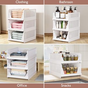 Organisateurs de <span class=keywords><strong>placard</strong></span> pliants boîte de rangement bacs de rangement empilables panier à tiroirs en plastique <span class=keywords><strong>placard</strong></span> de rangement pour armoire - Product Image 5