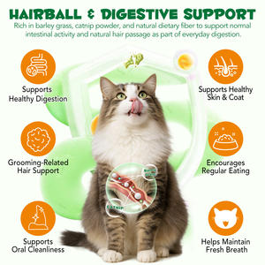 Oimmal - Golosinas <span class=keywords><strong>de</strong></span> Hierba para Gatos <span class=keywords><strong>de</strong></span> Marca Propia, Eliminan las Bolas <span class=keywords><strong>de</strong></span> Pelo, Limpieza Bucal y <span class=keywords><strong>Aliento</strong></span> Fresco, Golosinas para Mascotas, Bocadillos Masticables Comestibles para Gatos - Product Image 4