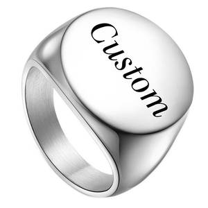 Custom <strong>Signet</strong> <strong>Ring</strong> Stamp Male Band Stainless Steel Letters Custom Jewelry <strong>Rings</strong> Gift for <strong>Men</strong> - Product Image 1