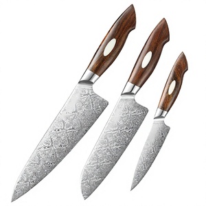 Ensemble de couteaux de cuisine de luxe ambidextres, faits main, en acier Damas double cœur à 67 couches, avec manche en bois de fer du désert écologique, en promotion - Product Image 4