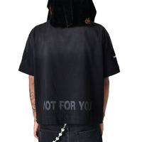 T-shirt vintage pour hommes OEM en détresse déchiré Double O cou Patch Design innovant 100% coton en détresse déchiré Double O cou