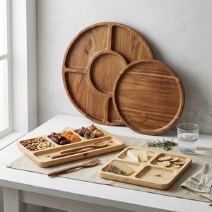 Assiettes en bois d'acacia du Vietnam, assiettes rondes en bois, faciles à nettoyer, légères, pour plats, en-cas, desserts - Product Image 5