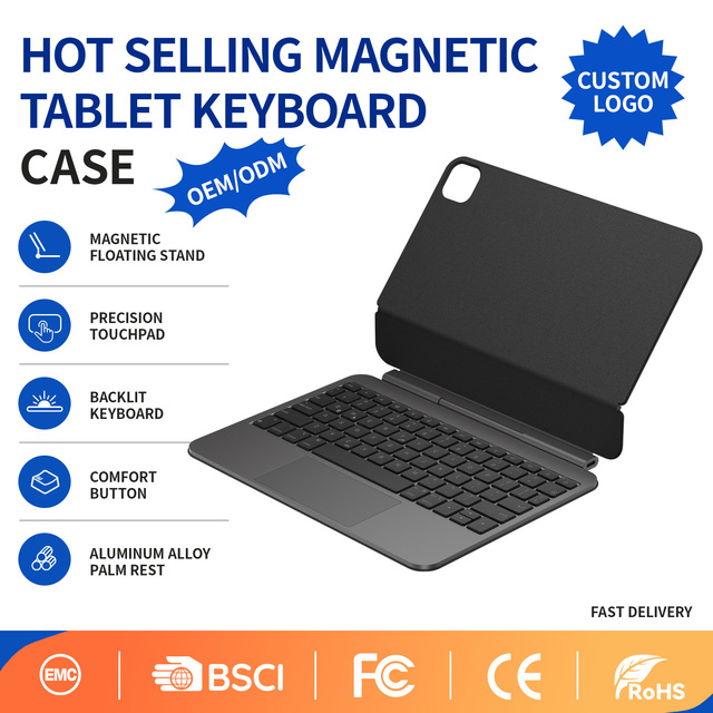 For IPadPro12.9 Air6\7 Aluminum Magic Keyboard with Touch and Color Backlight German Layout Can Be Customized