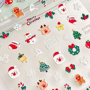 Neue Weihnachten 3D geprägte Stereo-Papier Nagel aufkleber Niedliche Kinder leuchtende Cartoon umwelt freundliche ungiftige Großhandel - Product Image 4