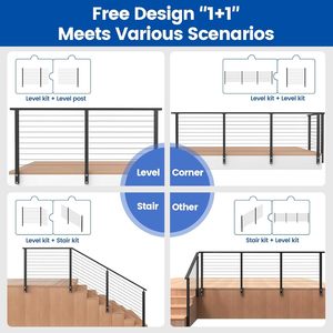 <span class=keywords><strong>Kit</strong></span> de garde-corps en câble noir avec poteaux latéraux noirs durables et raccords en acier inoxydable, idéal pour les escaliers et les patios. - Product Image 3