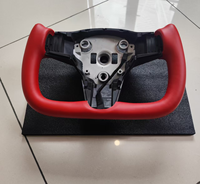 Volante Calefactable de 350 mm Compatible con Tesla Model 3 Model Y, Volante de Cuero con Marco de Aleación de Aluminio OE 1490214-00-B