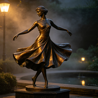 Statue de danseuse en bronze coulé sur mesure, taille réelle, moulage à la cire perdue, statue moderne, sculpture d'art de jardin extérieur, cadeau