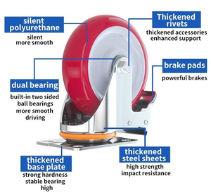 Rodízio Giratório de Aço Inoxidável de Dever Médio com Freio, <span class=keywords><strong>3</strong></span>'' 4'' <span class=keywords><strong>5</strong></span>'' - Product Image 5