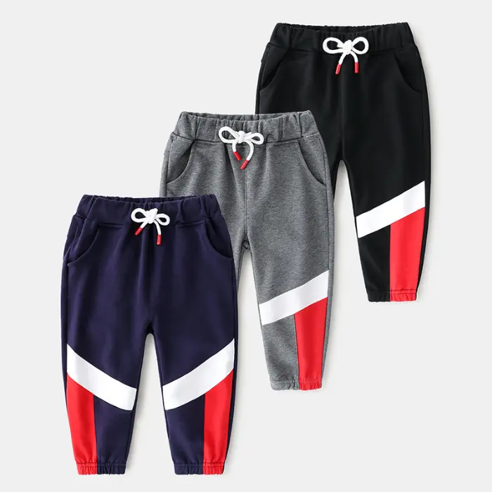 Ks1082 calças de trilha para meninos, design de combinação de cores, calças weat para esportes