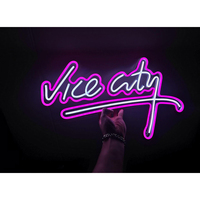 Enseigne au néon personnalisée Vice City rose, lumières au néon LED pour la décoration murale, alimentation USB, décoration au néon LED pour le salon, le bureau