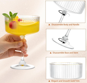 Verres à cocktail en plastique transparent <span class=keywords><strong>incassable</strong></span> à nervures réutilisables – Lavables au lave-vaisselle – Pour fêtes – Lot de 12/24/48/64 par paquet - Product Image 5