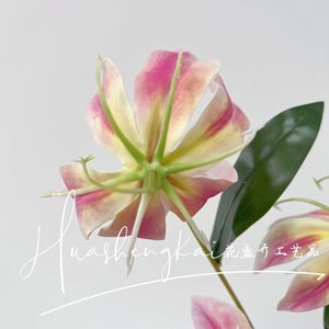 Flame Lily Artificial <b>Flower</b> <b>Single</b> Branch Silk High Simulation Wedding Decoration Modern Style - Product Image 2