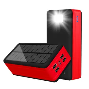 Disesuaikan Logo Paket 50000 M Ah Usb Qi Wireless Charger Solar Power Bank Portable