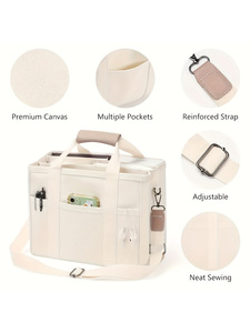 Bolso Tote de Lona para Mujer FIORETTO, con Cierre, Estampado a Rayas, Múltiples Compartimentos, Base Reforzada, Tamaño Grande, para el Trabajo, la Biblia o <span class=keywords><strong>Viajes</strong></span> - Product Image 3