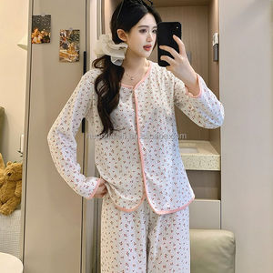 Pijama Feminino <span class=keywords><strong>Kawaii</strong></span> com Estampa de Cereja Vermelha, Conjunto Doce de 2 Peças, Manga Longa, Novo Design 2026, Camisola Casual de Primavera - Product Image 2