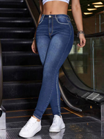Vente en gros Legging long décontracté avec logo brodé taille moyenne pour femmes, jean skinny crayon personnalisable pour les femmes, maman