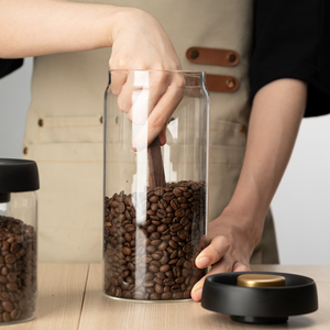 Barattolo in <span class=keywords><strong>Vetro</strong></span> <span class=keywords><strong>Sottovuoto</strong></span> per Chicchi di Caffè, Contenitore con Sistema Push-to-Vent per Tè, Frutta Secca ed Erbe (Antiumidità) - Product Image 3