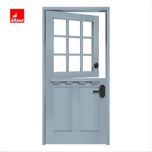 Alland Cina pintu pengocok kayu Desain unik utama baru Interior pintu kayu padat depan kustom untuk rumah dengan kaca - Product Image 2
