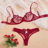Offre Spéciale : Ensembles de Lingerie Florale Brodée en Dentelle Transparente Multicolore avec Armatures et Maille Fine – Sous-vêtements Exotiques pour Femme