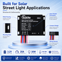 Contrôleur solaire PWM stable Sukite 3228 3.2V 30W 20A pour éclairage public à énergie solaire avec capteur pour projet d'éclairage de rue