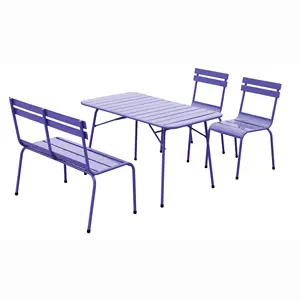 TIPTOP Factory Wholesale Price Metal Furniture 6 Piece Outdoor Garden Restaurant Cast Iron Table And Chair Set