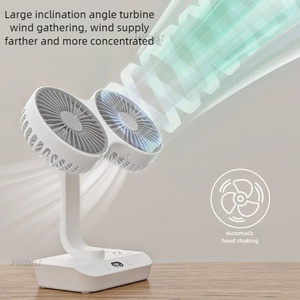 Double Head Desktop Oscillating <strong>Fan</strong> USB Rechargeable 4000mAh Battery Powered <strong>Portable</strong> Automatic Rotating Table <strong>Fan</strong> 4 Gear Wind - Product Image 3