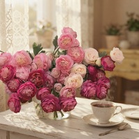 Bunga Peony Buatan 3 Tangkai Rangkaian Dekorasi Rumah Hiasan Bunga Sutra Grosir Dekorasi Kamar Hari Valentine
