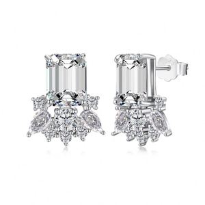 Dylam Luxurious Design Women <b>Fine</b> Jewelry Hypoallergenic S925 Silver Rhodium Plated Blue Clear 5A Zirconia <b>Stud</b> <b>Earrings</b> - Product Image 1