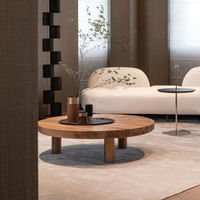 Table basse en bois massif nordique, style moderne simple rétro, table à thé en bois de designer, petite table à thé pour salon, table à thé ronde pour la maison