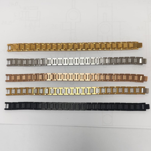 Cinturino per Orologio da <span class=keywords><strong>Uomo</strong></span> in <span class=keywords><strong>Acciaio</strong></span> <span class=keywords><strong>Inossidabile</strong></span>, Stile Coccodrillo, 12mm di Larghezza, Argento e Nero, Placcato Oro 18k, Bracciale Magnetico - Product Image 6