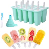 Moule à glaces en silicone à 4, 6 ou 10 cavités, sans BPA, réutilisable, avec bâtonnets, pour la fabrication de glaces maison au yaourt, aux fruits et aux jus congelés